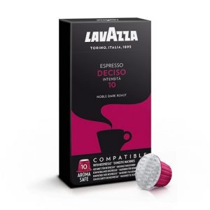 Espresso Deciso-Lavazza's nespresso compatible Arabica and Robusta coffee capsule-Dark roast-with a Full-bodied intense flavor